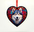 Alaskan Malamute Stained Glass Effect Heart Suncatcher
